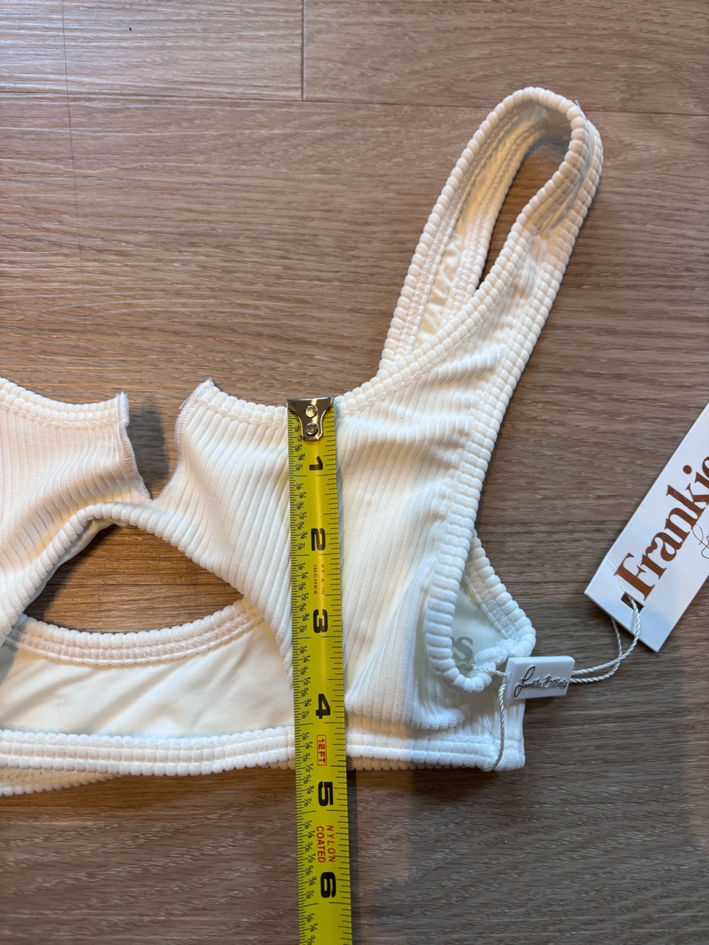 NWT Frankie’s Bikinis Women’s XS Cole Swim Top in White Beach Summer - Picture 6 of 7